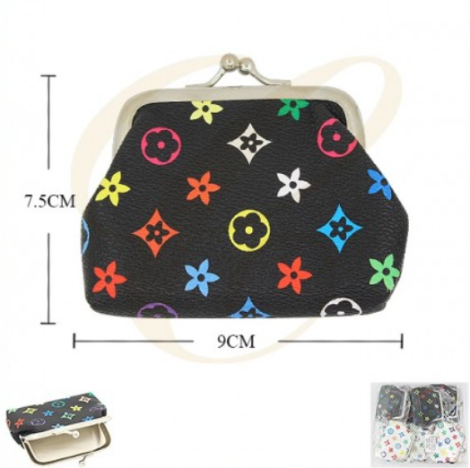 3.5" Blk & White Snap Closure Coin Purse Fashion Print  .70 each
