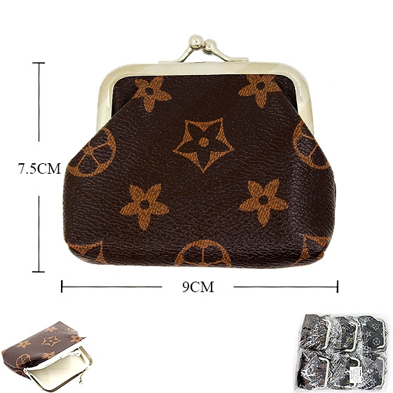 3.5" Brown Tone Snap Closure Coin Purse Fashion Print .70 each