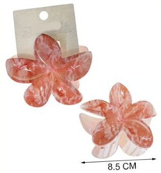 3.3" Marble Plumeria Flower Hair Claw Clip .70 each