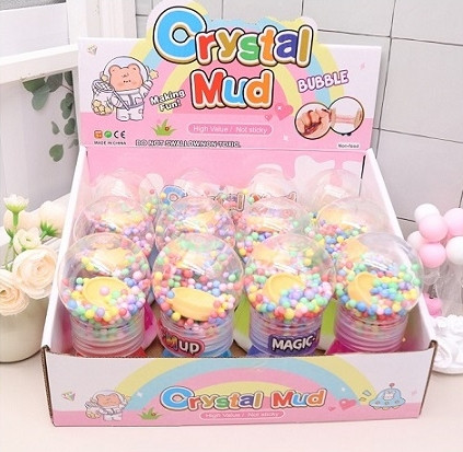 5.5" Large Crystal Mud Slime Jar with Dumpling 12 pcs per display box .95 each