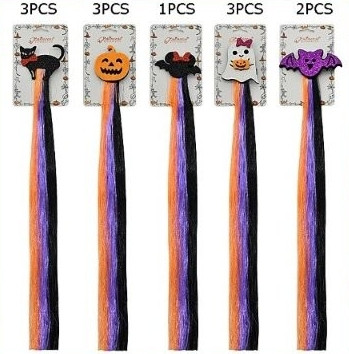 15.4" Halloween Hair Extension Clip .70 each