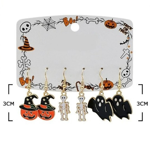 3 Pair 1.2" Halloween Dangle Earrings .70 each set