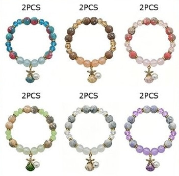 Ocean Charm Stretch Beaded Bracelet .70 each