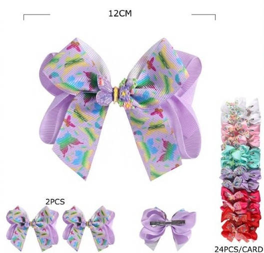 4.7" Butterfly Rainbow Hair Bow Clip 24 pcs per pk .35 each