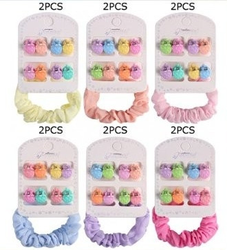 10 Pc Set Strawberry Mini Clips & Hair Ties Set .70 each set