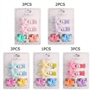 1.8" 4 Pc Set Starfish Hair Clip & Flower Mini Clips .70 each set