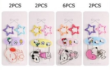 2.2" 4 Pc Set Novelty Hair Clip & Star Snap Pin .70 each set