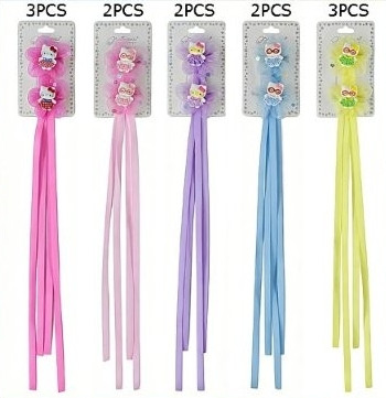 13.8" 2 Pc Set Novelty Ribbon Hair Clips .70 each set