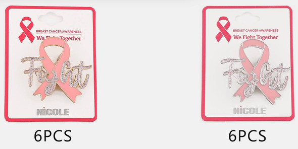 FIGHT Pink Ribbon Breast Cancer Awareness Brooch Pin .70 each