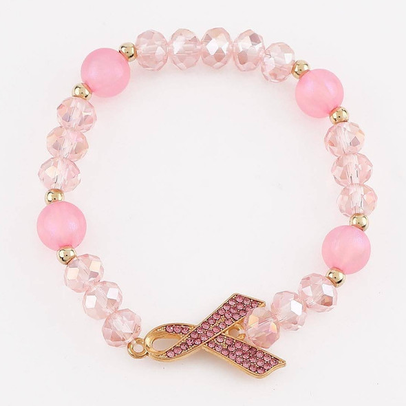 Pink Ribbon Breast Cancer Awareness Charm Stretch Bracelet .70 each