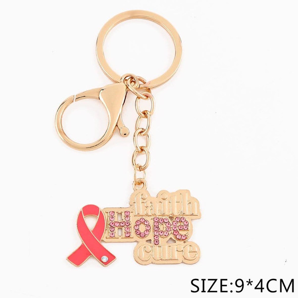 Faith Hope Cure Pink Ribbon Breast Cancer Awareness Keychain .70 each