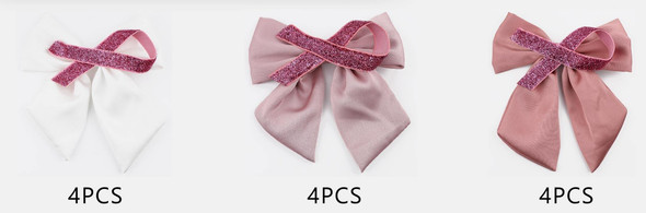 5.9" Breast Cancer Awareness Glitter Pink Ribbon Hair Bow Clip .70 each