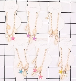 Boho Starfish & Seashell Charm Layered Anklet .70 each