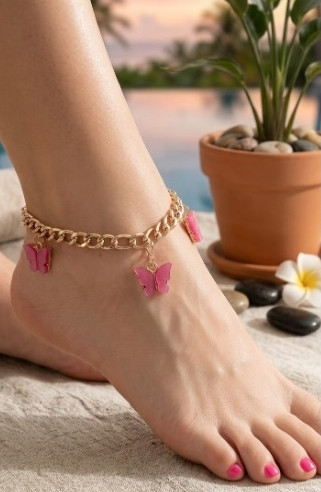 Layered Anklet with Butterfly Charms .70 each