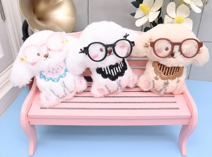Cute Plush Dog Keychain w/ Glasses .70 each