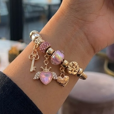 Heart Charm Beaded Bangle Bracelet .70 each