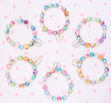 Colorful Butterfly Charm Beaded Bracelet .70 each