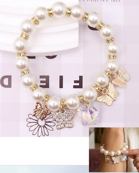 Pearl Butterfly & Flower Charm Bracelet .70 each