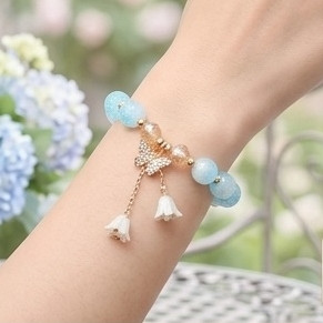Pastel Flower Beaded Charm Bracelet .70 each
