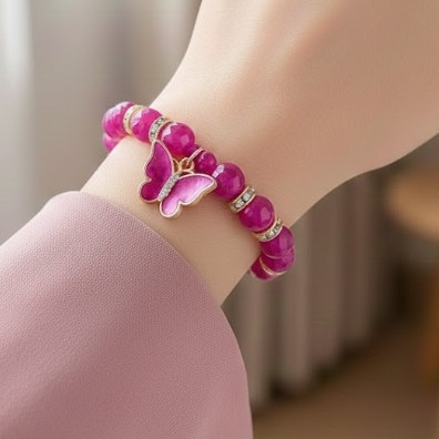 Beaded Butterfly Bracelet with Rhinestone Accents .70 each