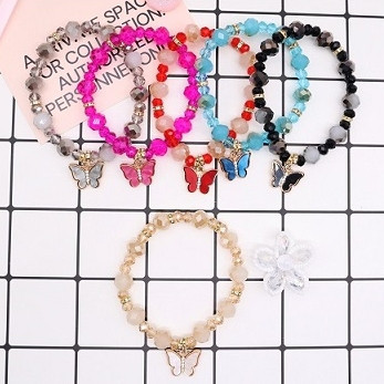 Beaded Butterfly Bracelet with Rhinestone Accents .70 each