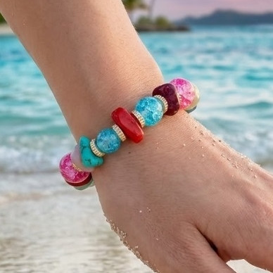 Colorful Boho Beaded Stretch Bracelet .70 each