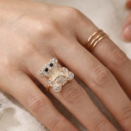 Rhinestone Bear Design Fashion Ring .70 each
