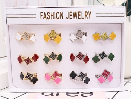 3 Piece Quatrefoil Rhinestone Stackable Ring Set .70 each set