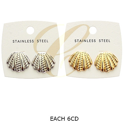 0.8" Stainless Steel Seashell Stud Earring .70 each pair
