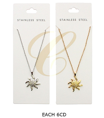 16"-18" Adjustable Stainless Steel Celestial Sun Pendant Necklace .70 each