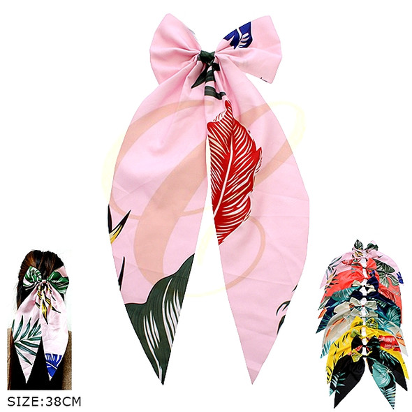 15" Tropical Print Long Tail Gator Clip Hair Bow .70 each
