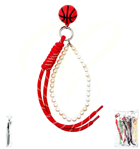 Sports Ball Pearl Beaded Wristlet Keychain .70 each