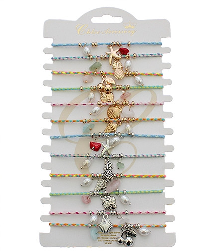 Assorted Beach & Ocean Charm Adjustable String Bracelet .70 each