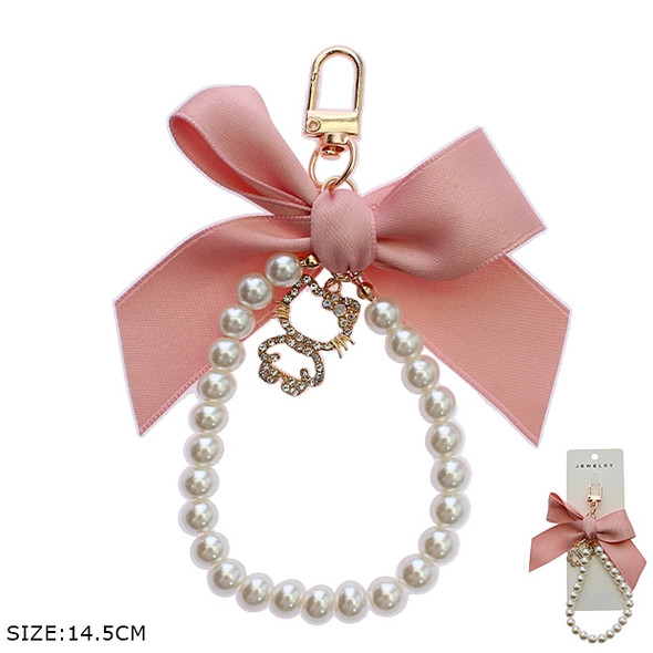 Pearl Wristlet Charm Keychain w/ Ribbon .70 each