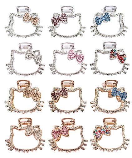 1.7" Stone Casting Gold & Silver Hair Jaw Clip Asst Colors .70 each