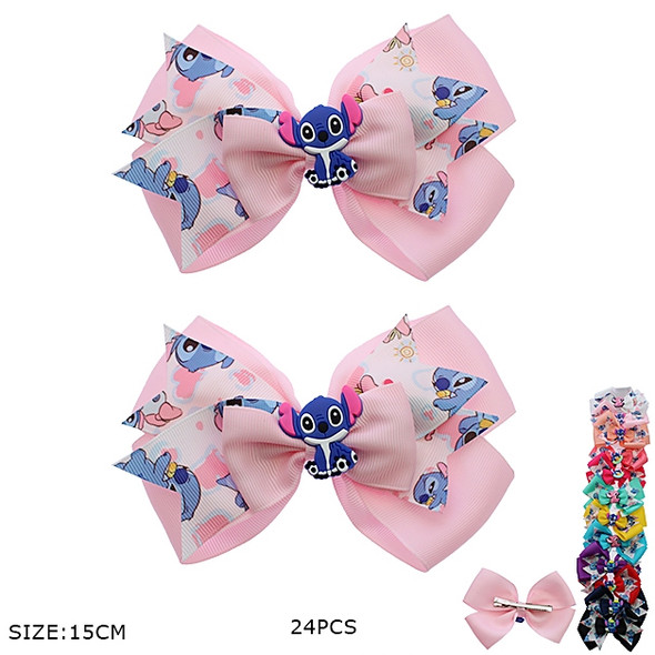 5.9" Novelty Print Gator Clip Hair Bow 24 Pcs Pk .35 each