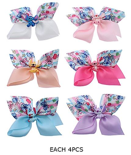 4.7" Novelty Print Gator Clip Hair Bow 24 pcs pk .35 each