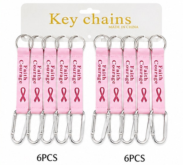 5.1" Pink Ribbon “Faith & Courage” Keychain .70 each