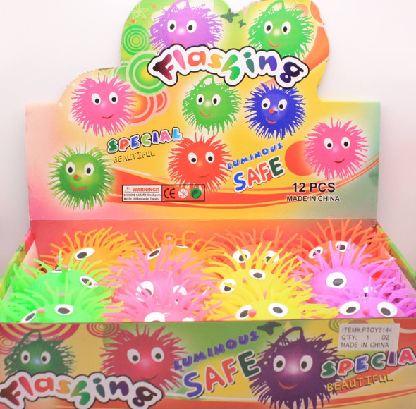 4" 6 - Neon Color Flashing Cute  Puffer Yoyo 12 per bx .75 each