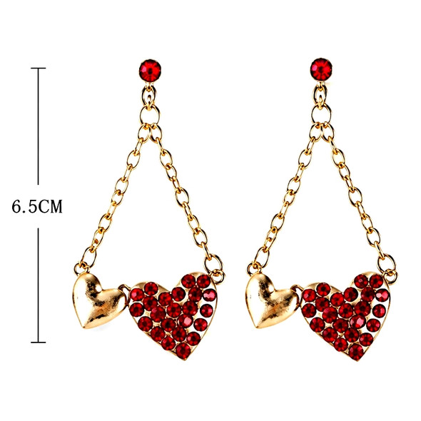 2.6" Rhinestone Double-Heart Chain Earrings .70 each pair