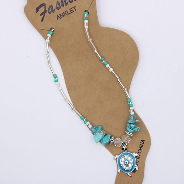 Turquoise Evil Eye Turtle Charm Anklet .70 each
