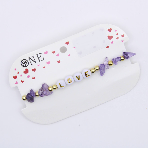 LOVE Natural Stone Beaded Bracelet .70 each