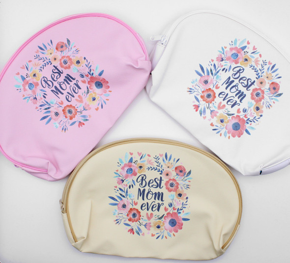 8.3" “Best Mom Ever” Cosmetic / Makeup Bag .70 each