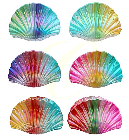 3.9" Iridescent Rainbow Seashell Claw Clip .70 each