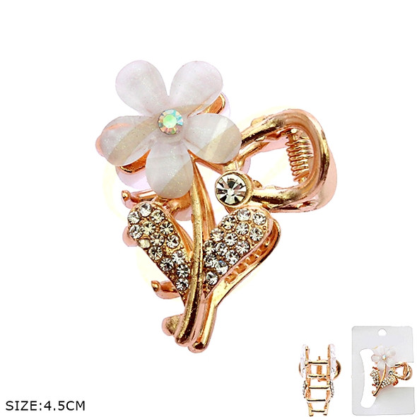 1.8" Flower Rhinestone Hair Claw Clip Gold & Silver .70 each