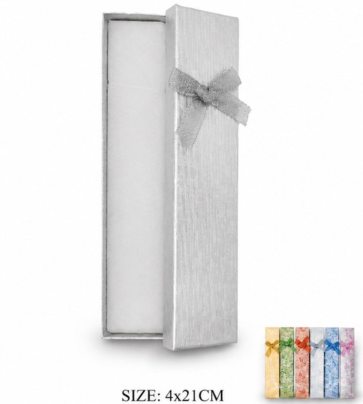 1.6" x 8.3" Shiny Floral Print w/ Bow Jewelry Gift Box .70 each