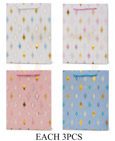 7.1" × 9.1" Gold Diamond Geometric Gift Bag .70 each
