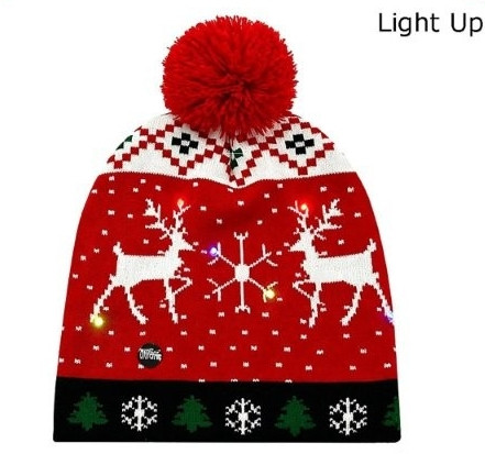 Light-Up Christmas Knit Beanie with Pom Pom $3.50 each