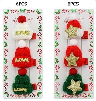 3 Pc Set Christmas Mini Knit Hat Hair Clips .70 each set