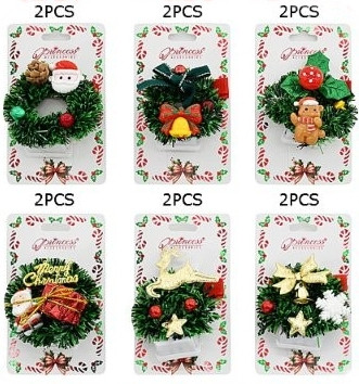 2.4" Light-Up Christmas Wreath Hair Clips .70 each